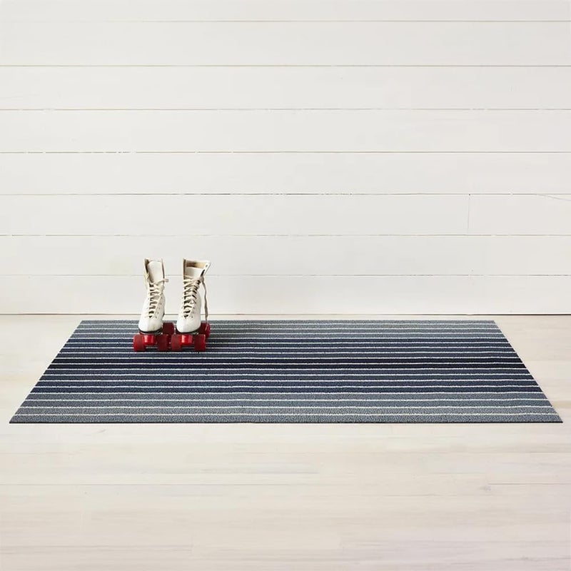 Chilewich Block Stripe Shag Doormat, Denim - Image 2